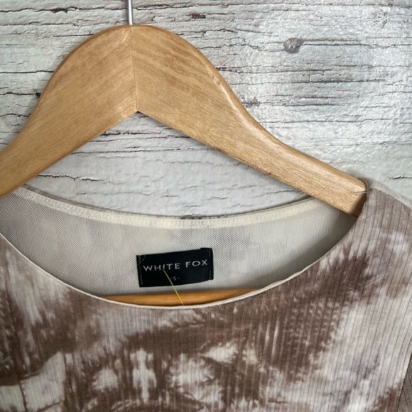 White fox white brown long sleeve midi dress ruched size small - Picture 6 of 9